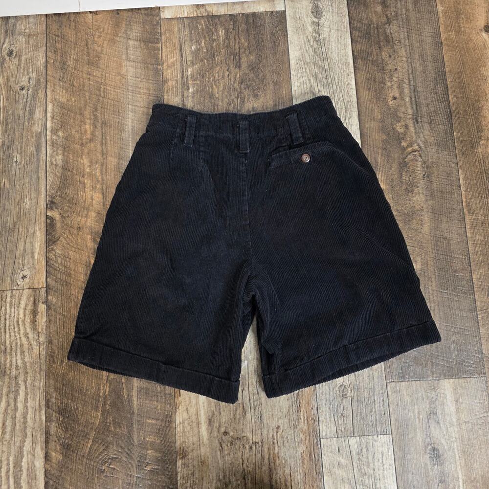 27.5 Waist Vintage Pleated Shorts Corduroy Black High Rise Dark Academia - Picture 4 of 6